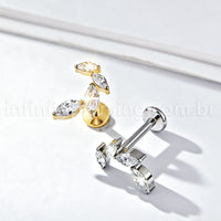 Piercing Labret Titânio Zircônia Cravejada Curvo