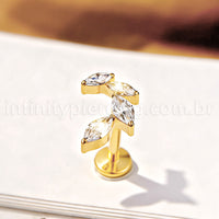 Piercing Labret Titânio Zircônia Cravejada Curvo