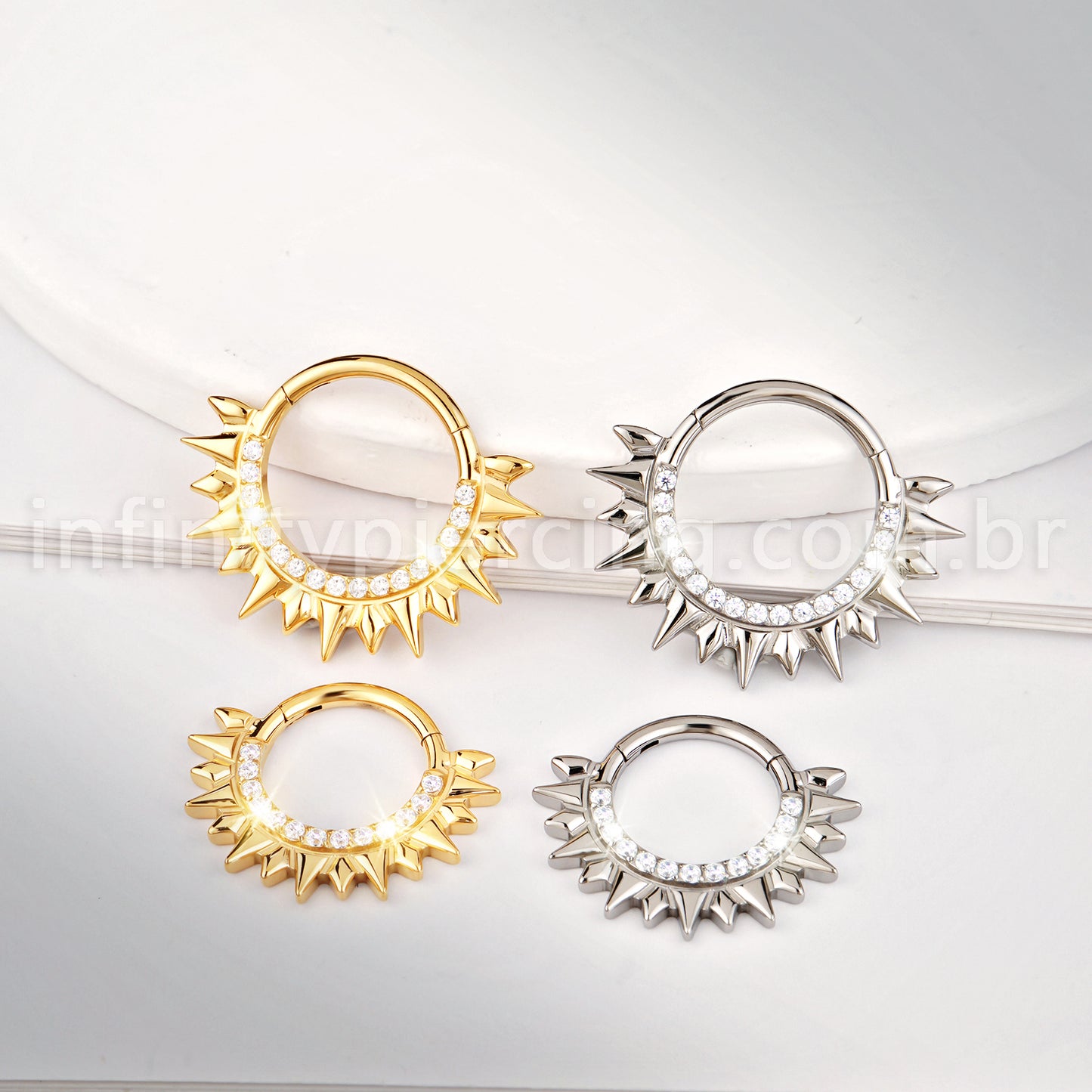 Piercing Argola Titânio Zircônia Cravejada Com Spike