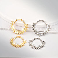 Piercing Argola Titânio Zircônia Cravejada Com Spike