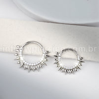 Piercing Argola Titânio Zircônia Cravejada Com Spike
