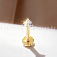 Piercing Labret Titânio Zircônia Cravejada Triangulo