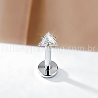 Piercing Labret Titânio Zircônia Cravejada Triangulo