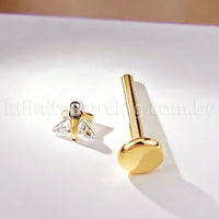 Piercing Labret Titânio Zircônia Cravejada Triangulo
