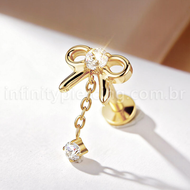 Piercing Labret Titânio Laço Com Pingente