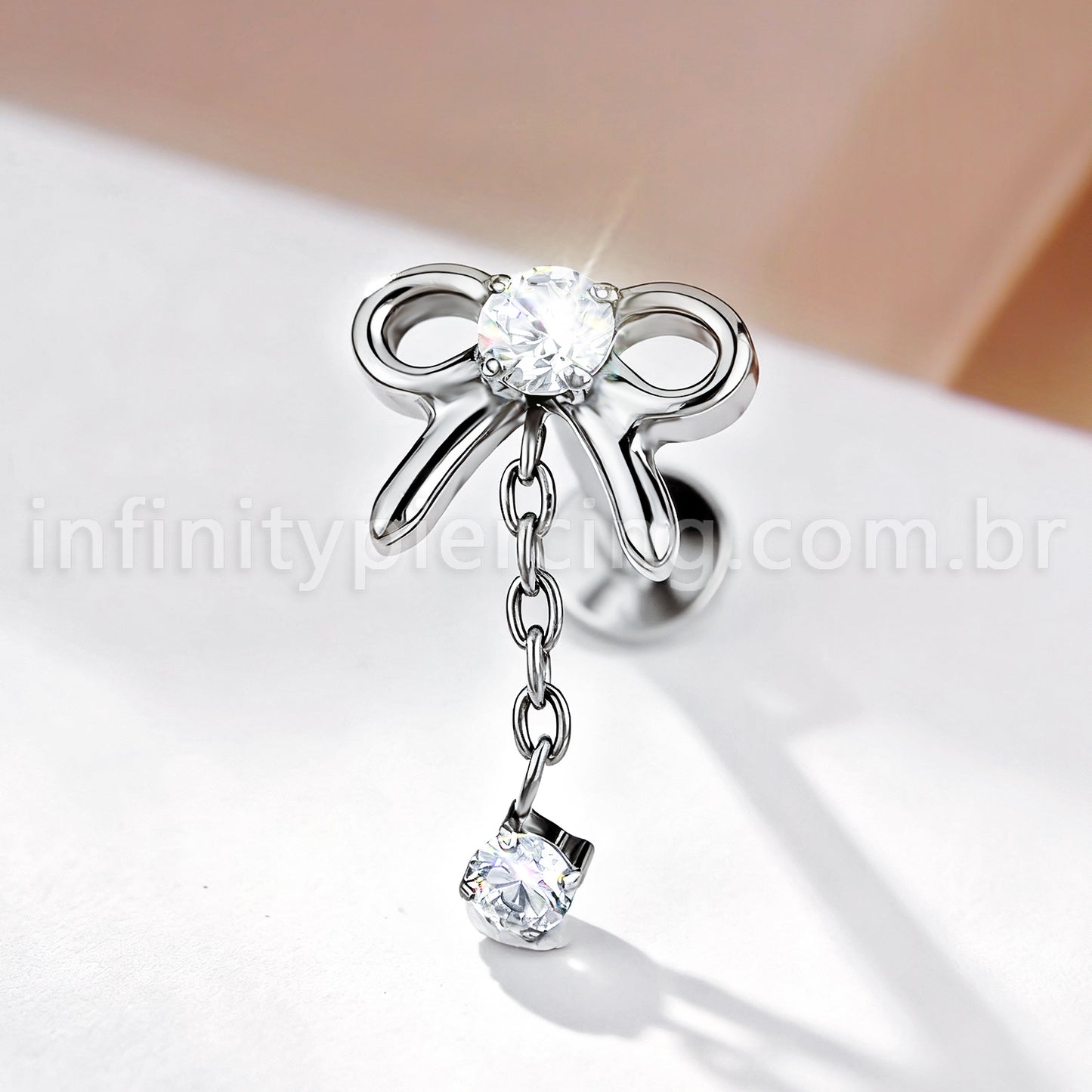 Piercing Labret Titânio Laço Com Pingente