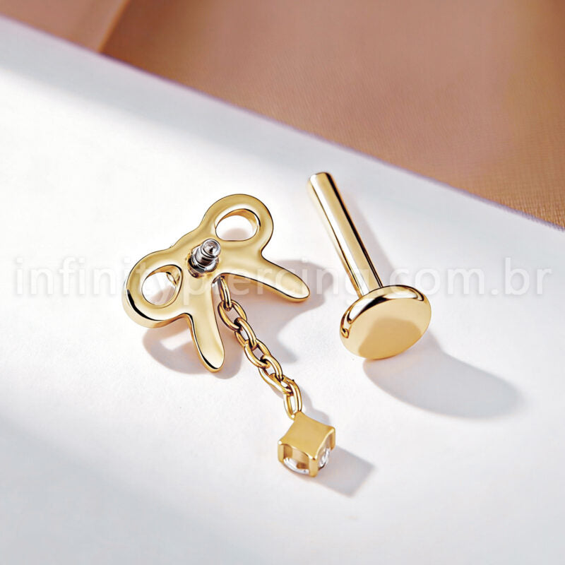 Piercing Labret Titânio Laço Com Pingente