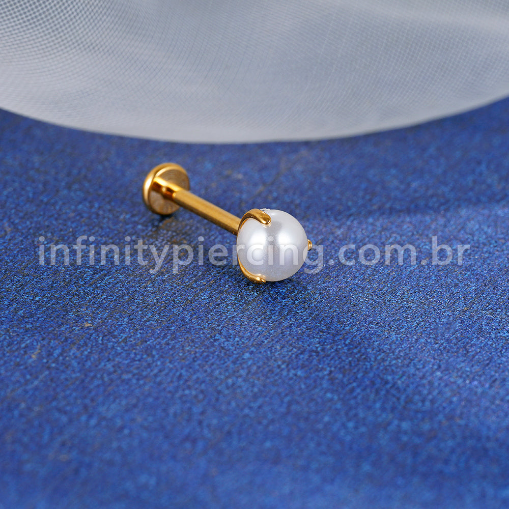 Piercing Labret Titânio Pérola