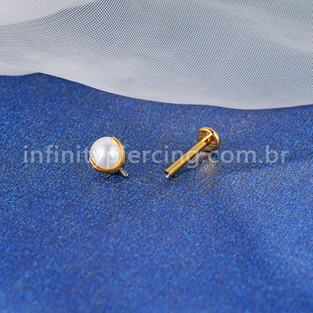 Piercing Labret Titânio Pérola