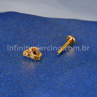 Piercing Labret Titânio Coração Zircônia Cravejada
