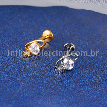 Piercing Labret Titânio Zircônia Com Pingente Estrela