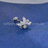 Piercing Labret Titânio Zircônia Cravejada