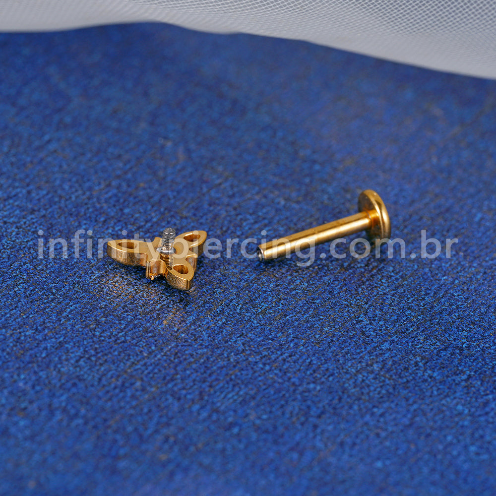 Piercing Labret Titânio Flor Zircônias