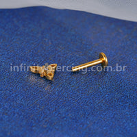 Piercing Labret Titânio Flor Zircônias