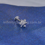 Piercing Labret Titânio Estrela Pedra Zircônia