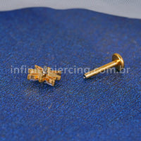 Piercing Labret Titânio Flor 5 Zircônias