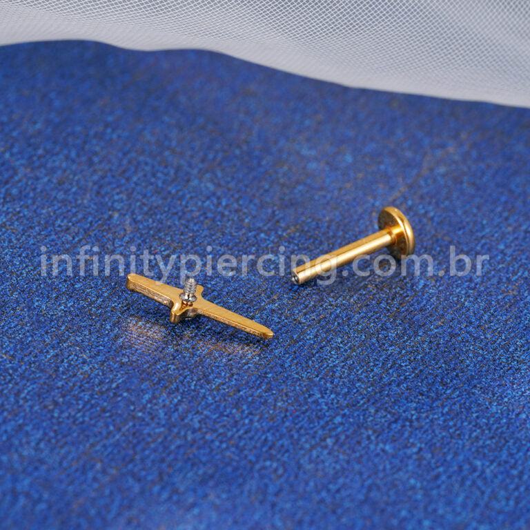 Piercing Labret Titânio Espada Zircônia Cravejada