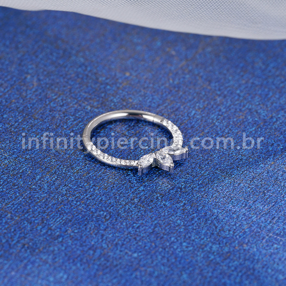 Piercing Argola Aço Cirúrgico Segmento Articulado Zircônia Cravejada