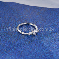 Piercing Argola Aço Cirúrgico Segmento Articulado Zircônia Cravejada