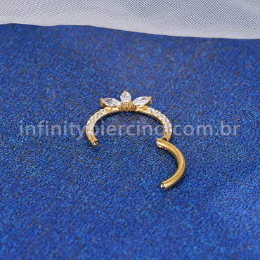 Piercing Argola Aço Cirúrgico Segmento Articulado Zircônia Cravejada