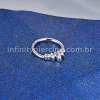 Piercing Argola Aço Cirúgico Segmento Articulado Zircônia Cravejada