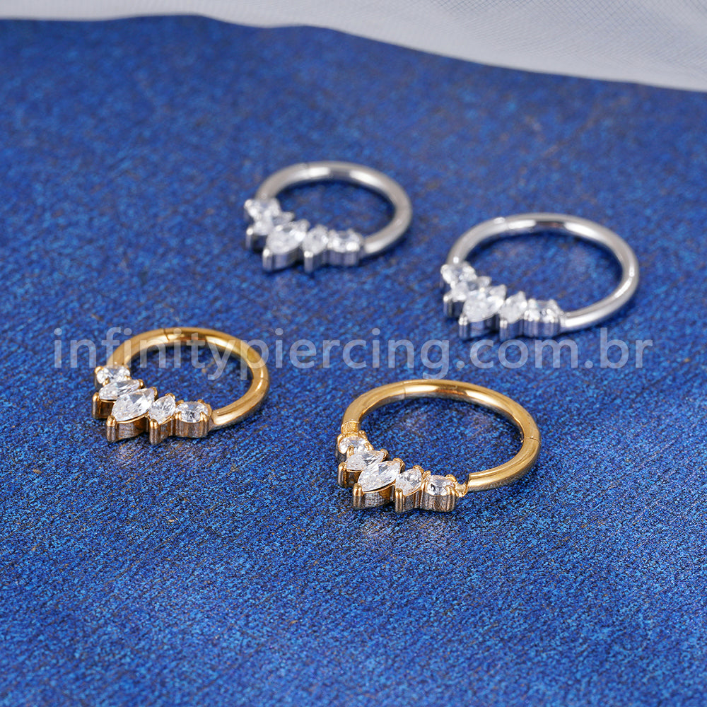 Piercing Argola Aço Cirúgico Segmento Articulado Zircônia Cravejada