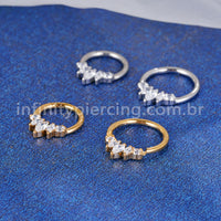 Piercing Argola Aço Cirúgico Segmento Articulado Zircônia Cravejada