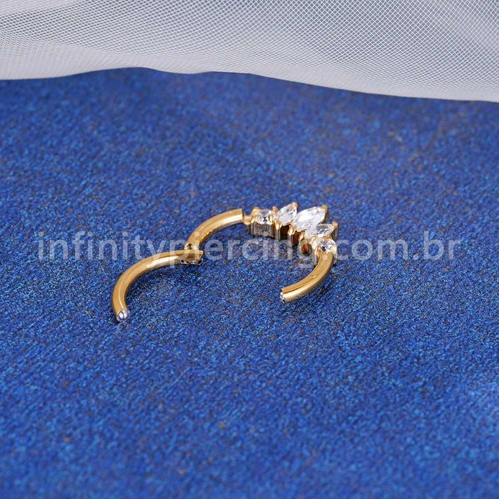 Piercing Argola Aço Cirúgico Segmento Articulado Zircônia Cravejada