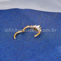 Piercing Argola Aço Cirúgico Segmento Articulado Zircônia Cravejada