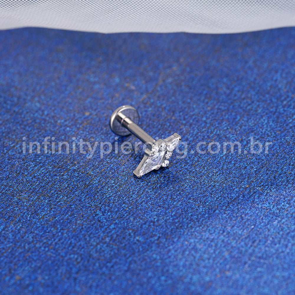 Piercing Labret Titânio 5 Zircônias