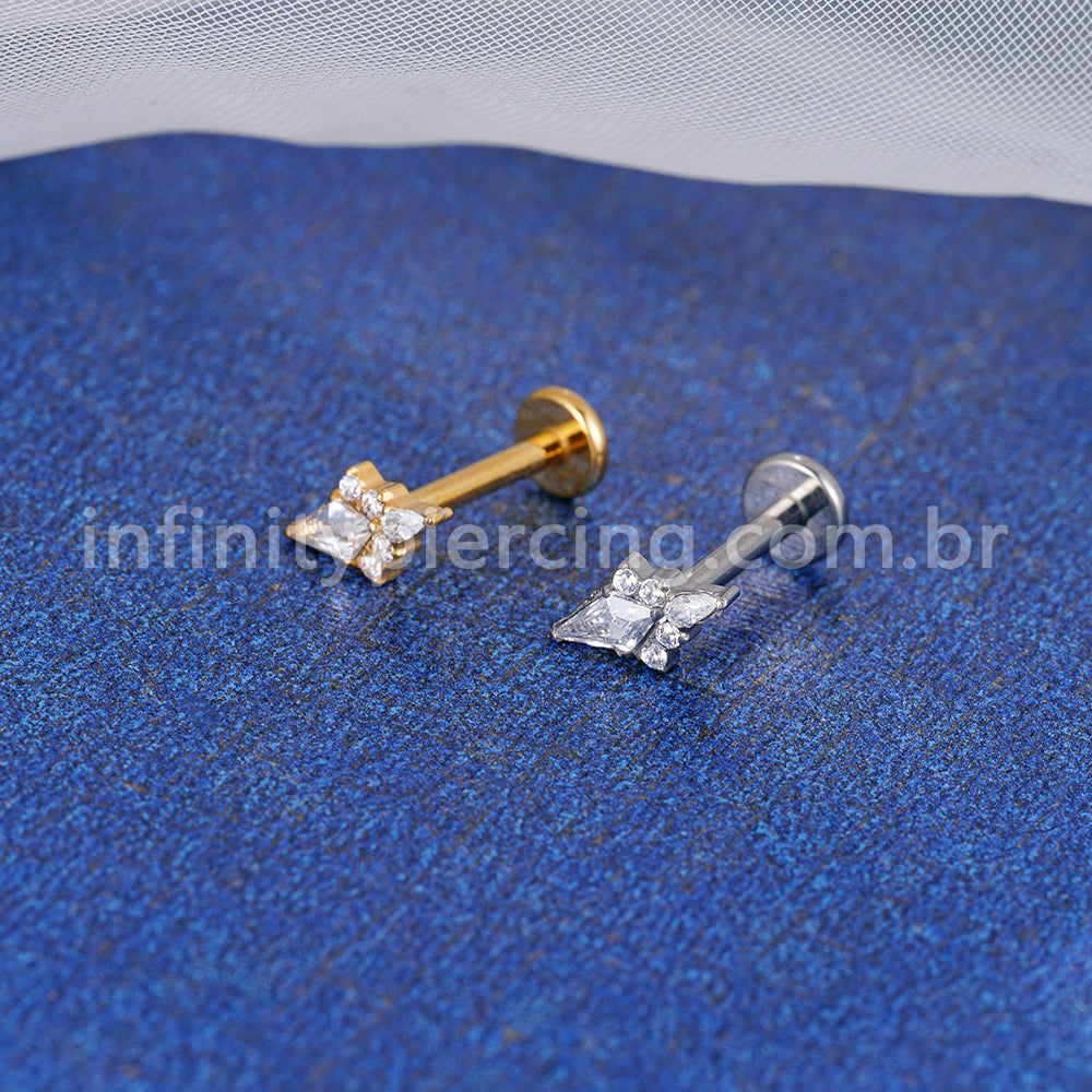 Piercing Labret Titânio 5 Zircônias