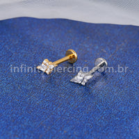Piercing Labret Titânio 5 Zircônias