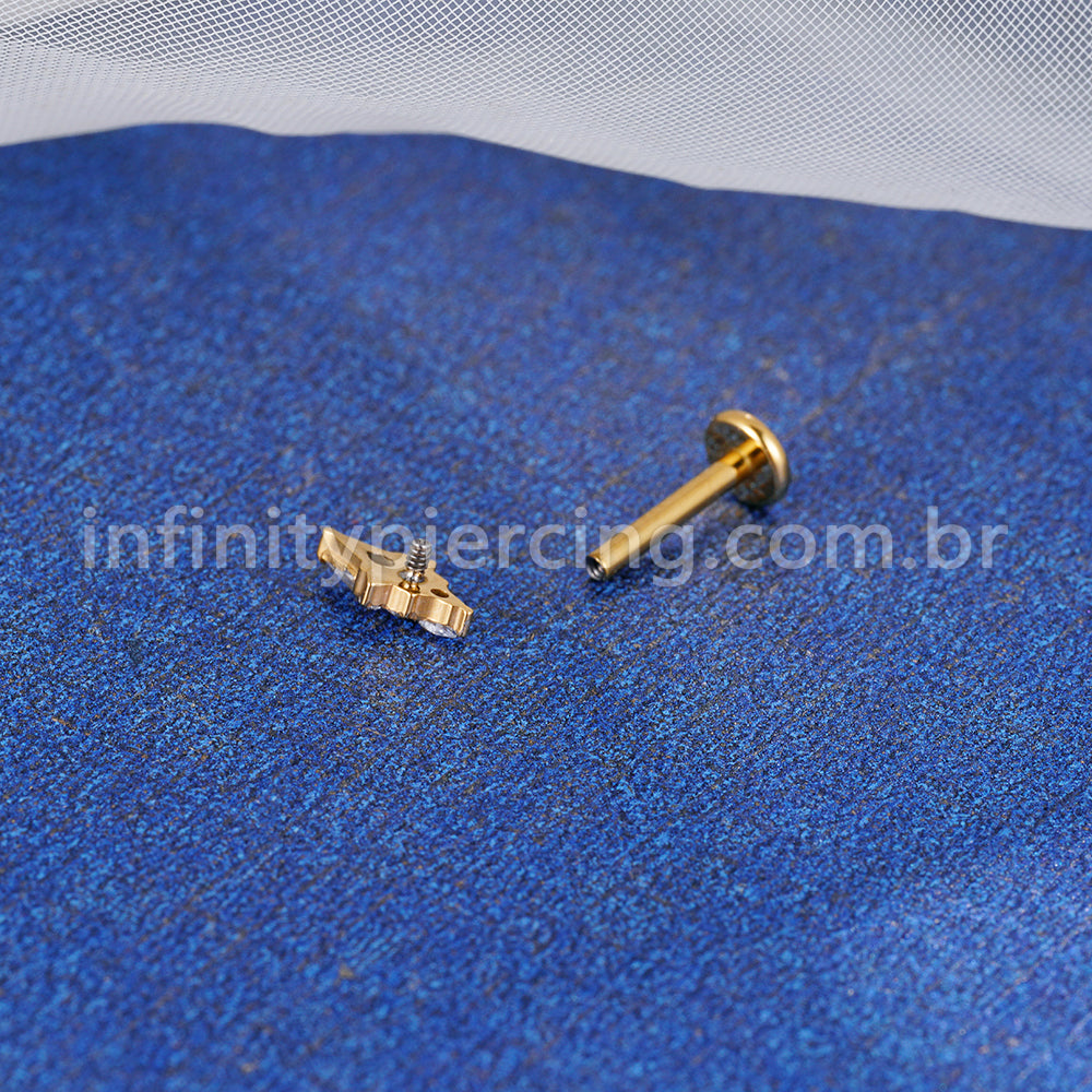 Piercing Labret Titânio 5 Zircônias