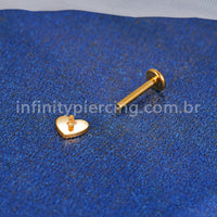 Piercing Labret Titânio Coração Detalhado