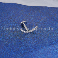 Piercing Labret Titânio Curvo Zircônia Cravejada