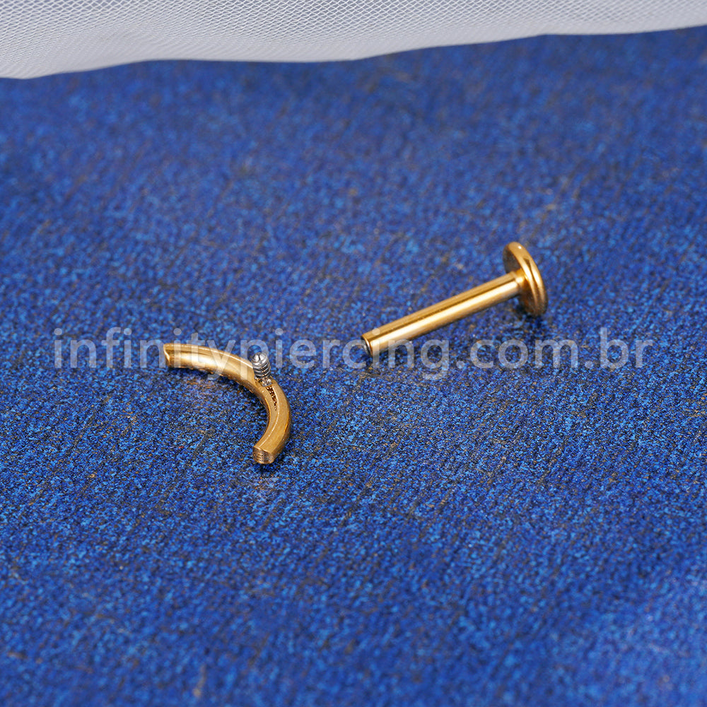 Piercing Labret Titânio Curvo Zircônia Cravejada