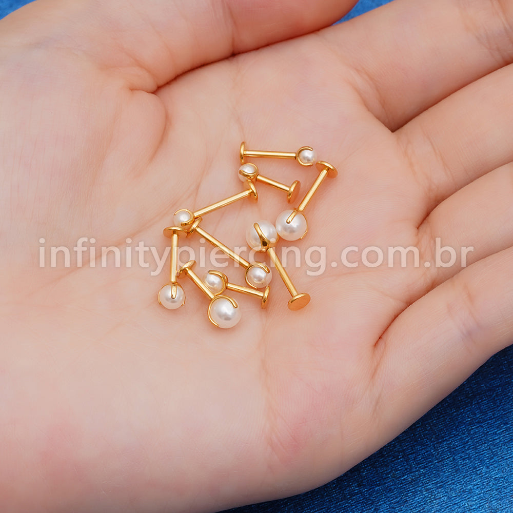 Piercing Labret Titânio Pérola