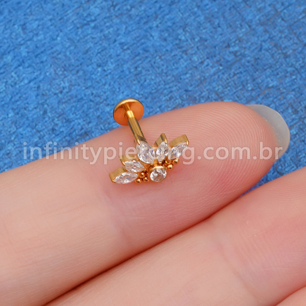 Piercing Labret Titânio Zircônia Cravejada