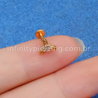 Piercing Labret Titânio Flor Zircônias