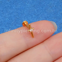 Piercing Labret Titânio Espada Zircônia Cravejada