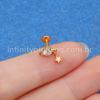 Piercing Labret Titânio Zircônia Com Pingente Estrela