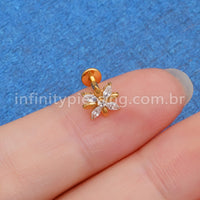 Piercing Labret Titânio Flor 5 Zircônias