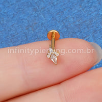 Piercing Labret Titânio 5 Zircônias