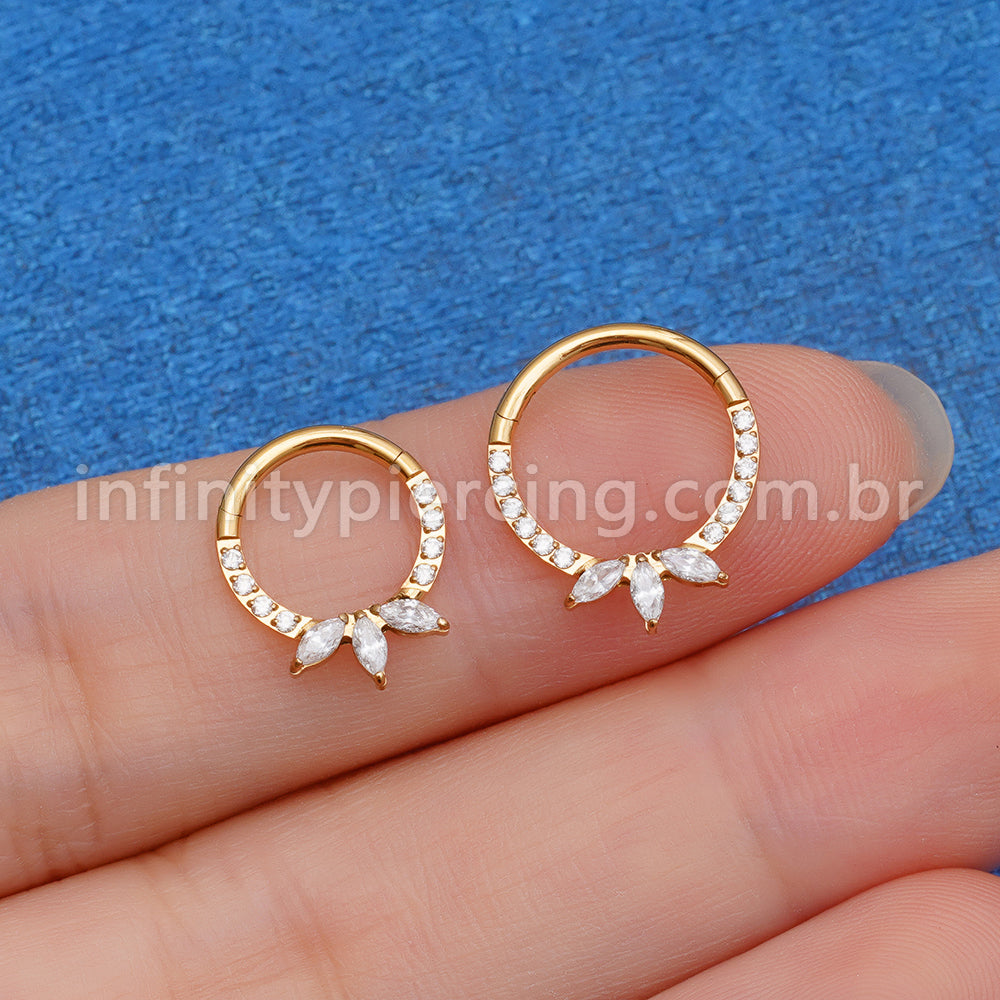 Piercing Argola Aço Cirúrgico Segmento Articulado Zircônia Cravejada