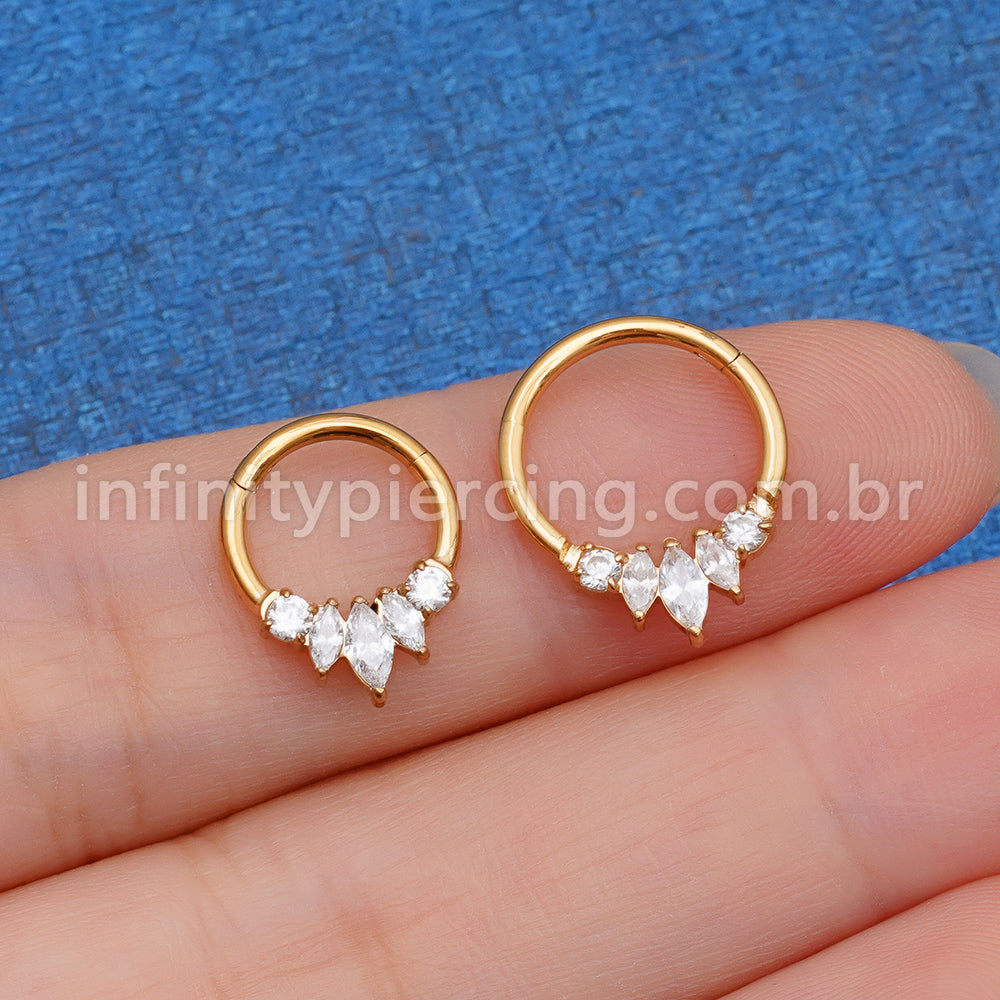 Piercing Argola Aço Cirúgico Segmento Articulado Zircônia Cravejada