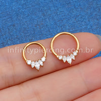 Piercing Argola Aço Cirúgico Segmento Articulado Zircônia Cravejada
