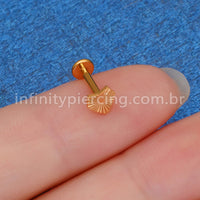 Piercing Labret Titânio Coração Raiado