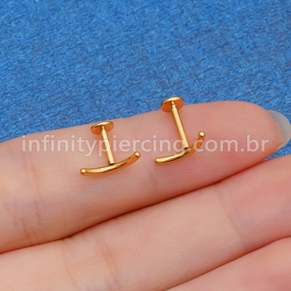 Piercing Labret Titânio Curvo Liso