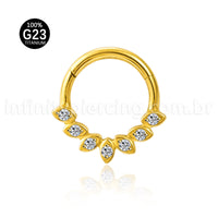 Piercing Argola Titânio Segmento Articulado Detalhes Zircônia