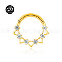 Piercing Argola Titânio Segmento Articulado Zircônia Cravejada